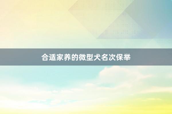 合适家养的微型犬名次保举